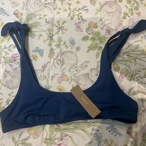 J. Crew Playa swim bikini top Small women Blue Bow Bralette Bra Unlined NWT A044